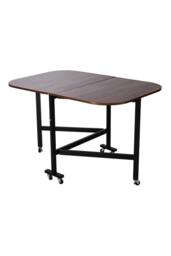 Living and Home Folding Drop Leaf Table with 6 Wheels in Dark Brown - thumbnail 4