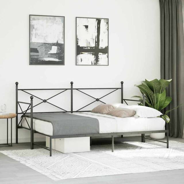 Berkfield Home Durable Daybed with Trundle without Mattress Black 90x200 cm Steel - image 1