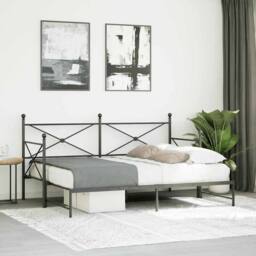 Berkfield Home Durable Daybed with Trundle without Mattress Black 90x200 cm Steel