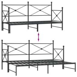 Berkfield Home Durable Daybed with Trundle without Mattress Black 90x200 cm Steel - thumbnail 9