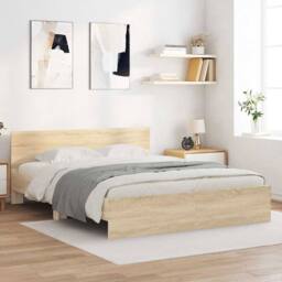 Berkfield Home Durable Bed Frame without Mattress Sonoma Oak 150x200 cm King Size in Light Tan - thumbnail 2