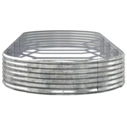 Berkfield Home Garden Raised Bed Powder-coated Steel 373x140x36 cm Silver - Size: 373 x 140 x 36 cm - thumbnail 4