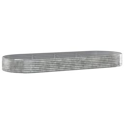Berkfield Home Garden Raised Bed Powder-coated Steel 373x140x36 cm Silver - Size: 373 x 140 x 36 cm - thumbnail 2