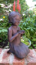 Inspirational Gifting Girl with Flower Garden Sculpture Ornament in Bronze - thumbnail 1