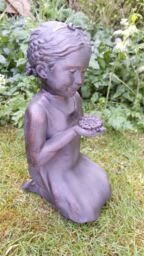 Inspirational Gifting Girl with Flower Garden Sculpture Ornament in Bronze - thumbnail 8