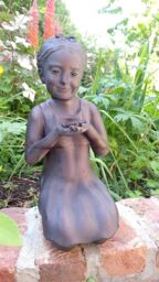 Inspirational Gifting Girl with Flower Garden Sculpture Ornament in Bronze - thumbnail 2