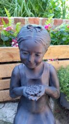 Inspirational Gifting Girl with Flower Garden Sculpture Ornament in Bronze - thumbnail 6