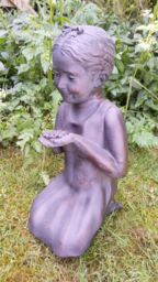 Inspirational Gifting Girl with Flower Garden Sculpture Ornament in Bronze - thumbnail 7