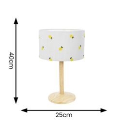 ValueLights Triston Natural Light Wood Stem Table Lamp with Lemon Embroidered Lamp Shade - thumbnail 4