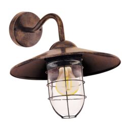 Loops IP44 Outdoor Wall Light Antique Copper Shade Fisherman Lamp 1 x 60W E27 Bulb - thumbnail 1