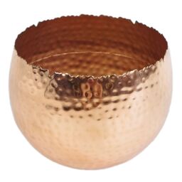 Leaf Large Metal bowl 22 x 17cm Hammered Copper Plated Curvy Edge - Size: 22 x 17 cm