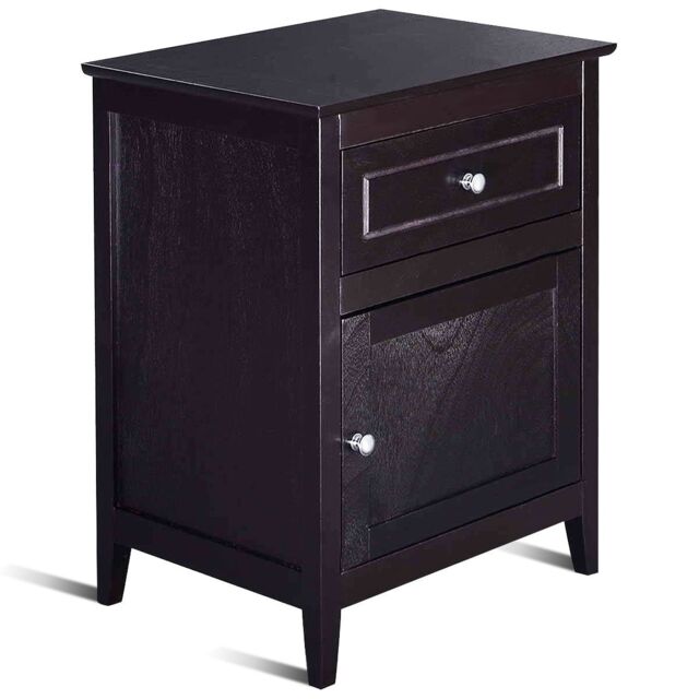 Costway 2-Tier Modern Badroom Nightstand with Drawer in Black - image 1