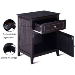 Costway 2-Tier Modern Badroom Nightstand with Drawer in Black - thumbnail 4