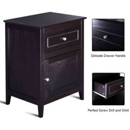 Costway 2-Tier Modern Badroom Nightstand with Drawer in Black - thumbnail 5