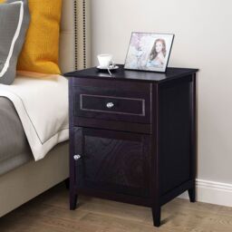 Costway 2-Tier Modern Badroom Nightstand with Drawer in Black - thumbnail 6