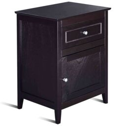 Costway 2-Tier Modern Badroom Nightstand with Drawer in Black - thumbnail 1