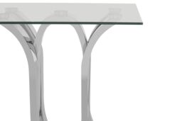 Orsina Stylish Design Curved Base End Table, Curved Base Metal End Table, Contemporary Aesthetic Bedside Table in Silver - thumbnail 5