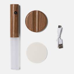 OHS 2 x Sensor Wall Lights LED Cordless Rechargeable Hallway Night Light in Walnut - thumbnail 4