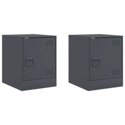 Berkfield Home Stylish Bedside Cabinets 2 pcs Anthracite 34.5x39x44 cm Steel in Charcoal - thumbnail 3