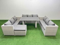 Fimous Patio Outdoor Garden Furniture Sets with Big Stool Light Grey - thumbnail 1