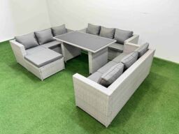 Fimous Patio Outdoor Garden Furniture Sets with Big Stool Light Grey - thumbnail 2