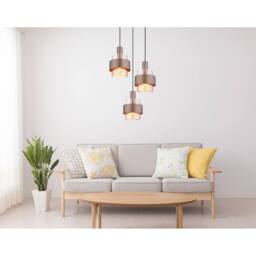 Netlighting Milley Cluster Pendant Matt Black Amber Glass Shade 3x E27 in Brown - thumbnail 5