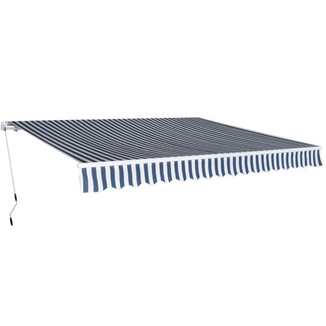 Berkfield Home Folding Awning Manual Operated 400 cm Blue/White in Blue - image 1