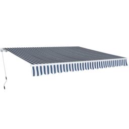 Berkfield Home Folding Awning Manual Operated 400 cm Blue/White in Blue - thumbnail 1