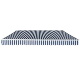 Berkfield Home Folding Awning Manual Operated 400 cm Blue/White in Blue - thumbnail 2