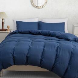 Grace Prewashed Microfibre Duvet Cover Set Soft Lightweight Zipper Closure in Navy - Size: Double - thumbnail 4