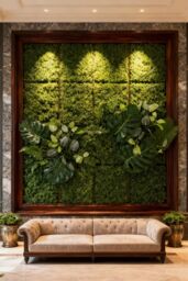 Living and Home 40x60cm Artificial Grass Fake Plant Wall Panel Mixed Foliage - UV-Resistant, DIY Decor in Green - Size: 40x60 cm - thumbnail 2