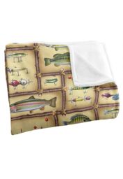 JQ Licensing Fish Sticks Lodge Fishing Lures Pattern Silky Touch Super Soft Throw Blanket 152 X 127 cm in White - thumbnail 3