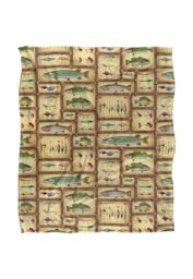 JQ Licensing Fish Sticks Lodge Fishing Lures Pattern Silky Touch Super Soft Throw Blanket 152 X 127 cm in White - thumbnail 1