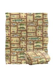 JQ Licensing Fish Sticks Lodge Fishing Lures Pattern Silky Touch Super Soft Throw Blanket 152 X 127 cm in White - thumbnail 2