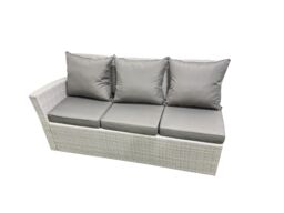 Fimous 6 Seat Rattan Garden Furniture Corner Sofa Set Gas Firepit Table Set in Light Grey - thumbnail 6