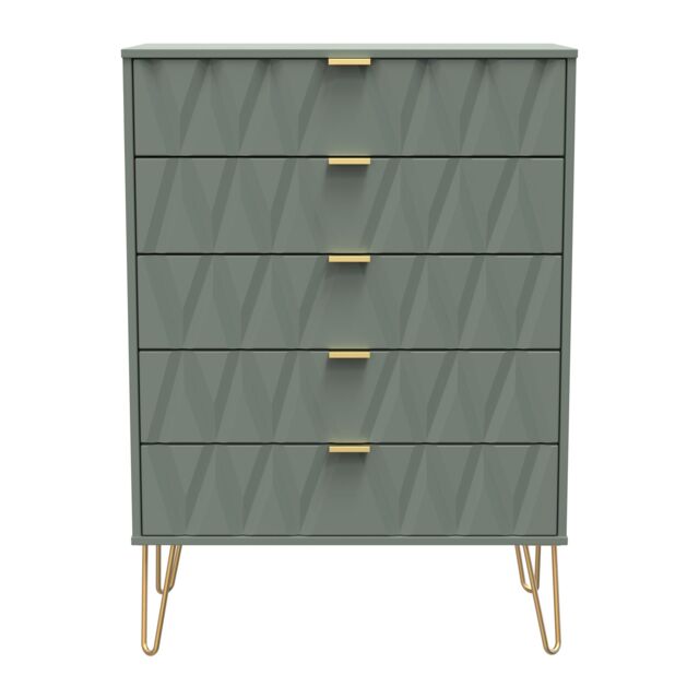 Ready Assembled 2 U Dallas 5 Drawer Chest (Ready Assembled) in Pale Green - Size: Large - image 1