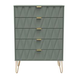 Ready Assembled 2 U Dallas 5 Drawer Chest (Ready Assembled) in Pale Green - Size: Large