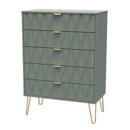Ready Assembled 2 U Dallas 5 Drawer Chest (Ready Assembled) in Pale Green - Size: Large - thumbnail 3