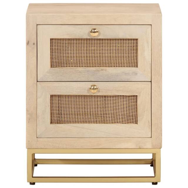 Berkfield Home Beautiful Bedside Cabinet 40x30x50 cm Solid Wood Mango & Iron in Light Beige - Size: 40 x 30 x 50 cm - image 1