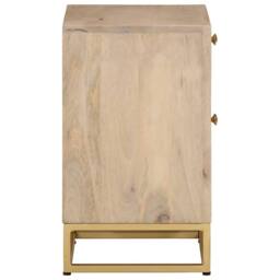 Berkfield Home Beautiful Bedside Cabinet 40x30x50 cm Solid Wood Mango & Iron in Light Beige - Size: 40 x 30 x 50 cm - thumbnail 4