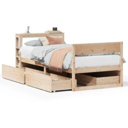 Berkfield Home Bed Frame without Mattress 75x190 cm Small Single Solid Wood Pine in Brown - thumbnail 2