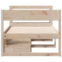 Berkfield Home Bed Frame without Mattress 75x190 cm Small Single Solid Wood Pine in Brown - thumbnail 4