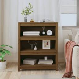Berkfield Home Beautiful Book Cabinet Honey Brown 80x35x97 cm Solid Wood Pine - Size: 80 x 35 x 97 cm - thumbnail 1