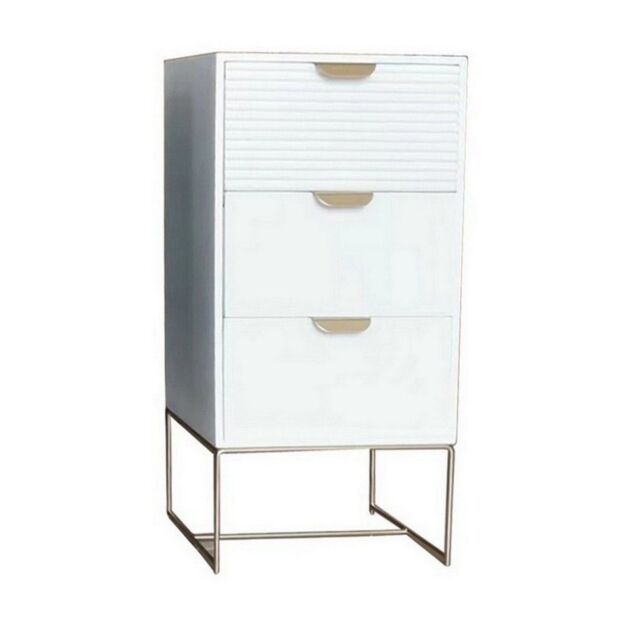 Minster 3 Drawer Bedside Table - Wood - L24 x W30 x H64 cm - White - Size: 1 Pack - image 1