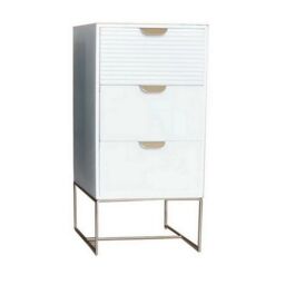 Minster 3 Drawer Bedside Table - Wood - L24 x W30 x H64 cm - White - Size: 1 Pack - thumbnail 1