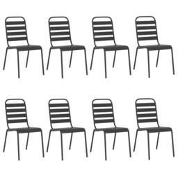Berkfield Home 9 Piece Garden Dining Set Anthracite Steel in Black - thumbnail 4