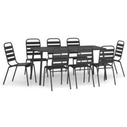 Berkfield Home 9 Piece Garden Dining Set Anthracite Steel in Black - thumbnail 2