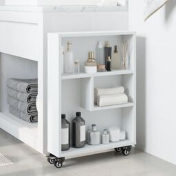 Berkfield Home Narrow Storage Trolley White 48x13x68 cm Engineered Wood - Size: 48 x 13 x 68 cm - thumbnail 3