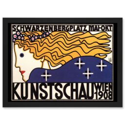 Artery8 Cultural Exhibition Vienna Austria Kunstschau Wien 1908 Vintage Advert Poster Artwork Framed Wall Art Print A4 in Black - thumbnail 1