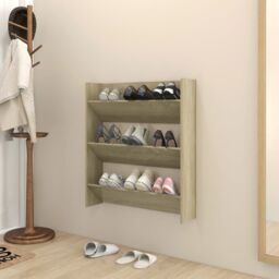 Berkfield Home Wall Shoe Cabinet Sonoma Oak 80x18x90 cm Engineered Wood in Brown - Size: 80 x 18 x 90 cm - thumbnail 1